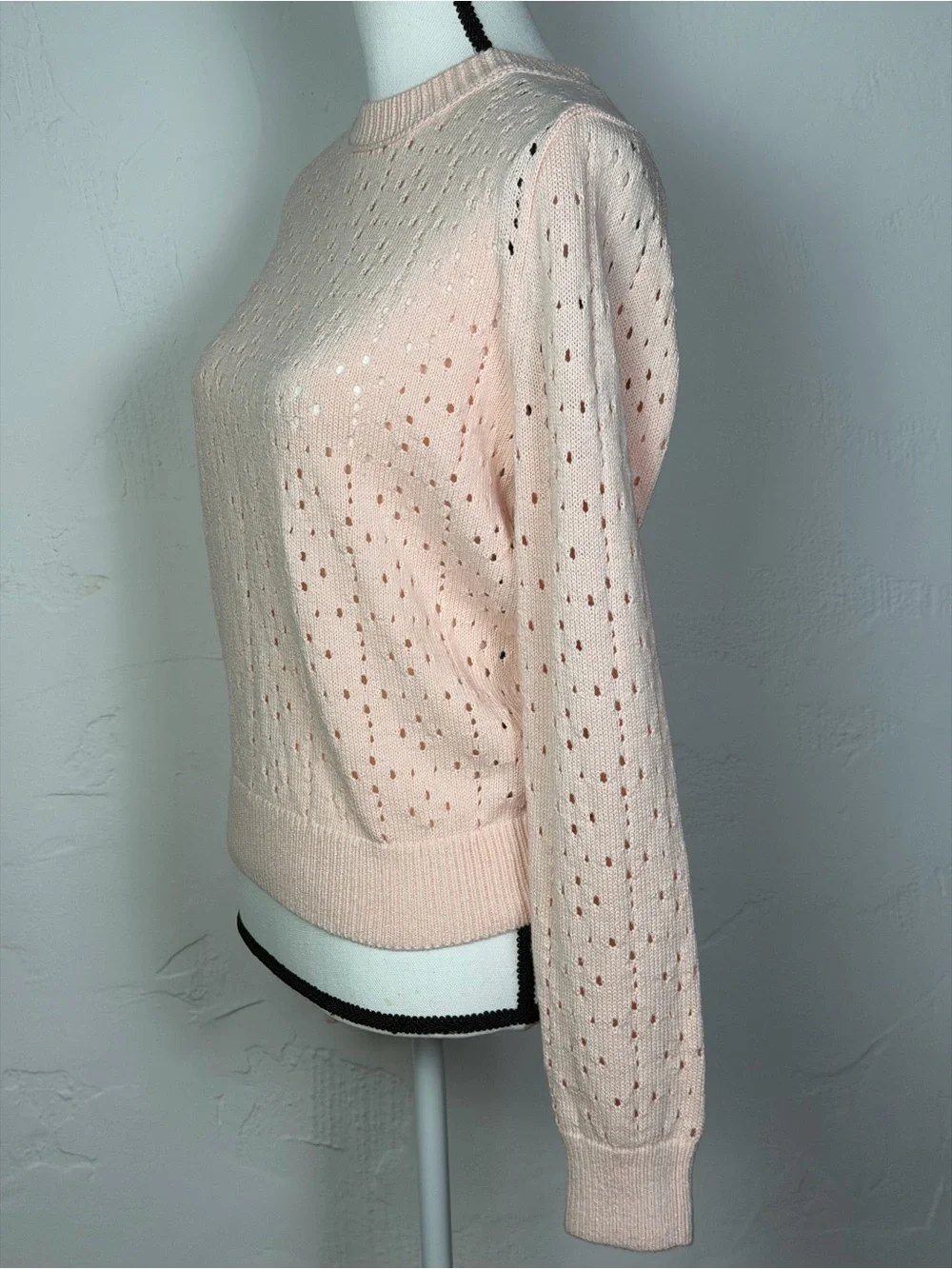 J. Crew - Point Sur Collection Pale Pink Openwork Crewneck Sweater - Perfect M